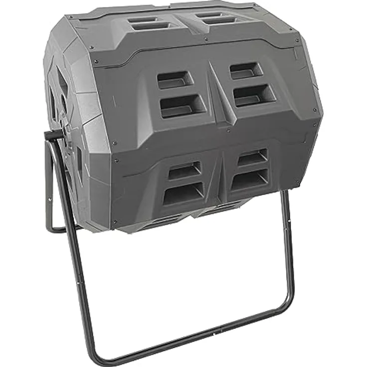 GARDINGER Trommelkomposter TK-160 rotierend mit Handkurbel, 160 l Fassungsvermögen, schwarz