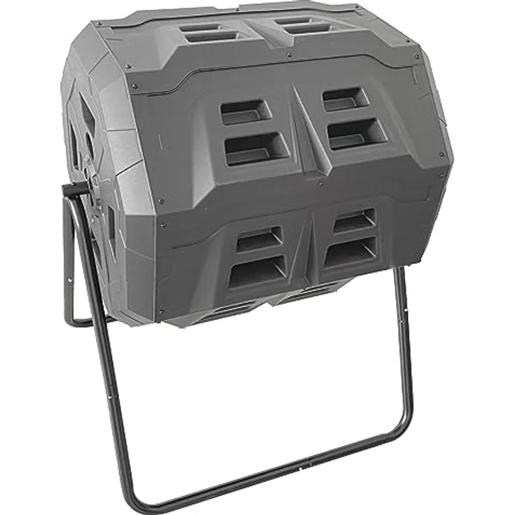 GARDINGER Trommelkomposter TK-160 rotierend mit Handkurbel, 160 l Fassungsvermögen, schwarz – Bild 1