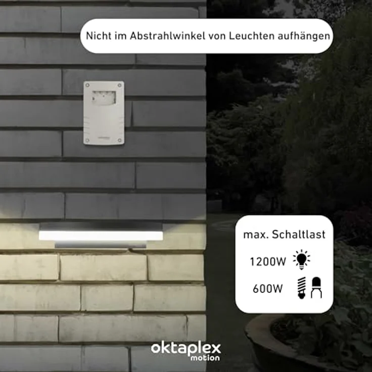 Oktaplex motion Bela Dämmerungsschalter, automatischer Dämmerungssensor mit Timer, IP65 wetterfest, 230V, grau weiß – Bild 5