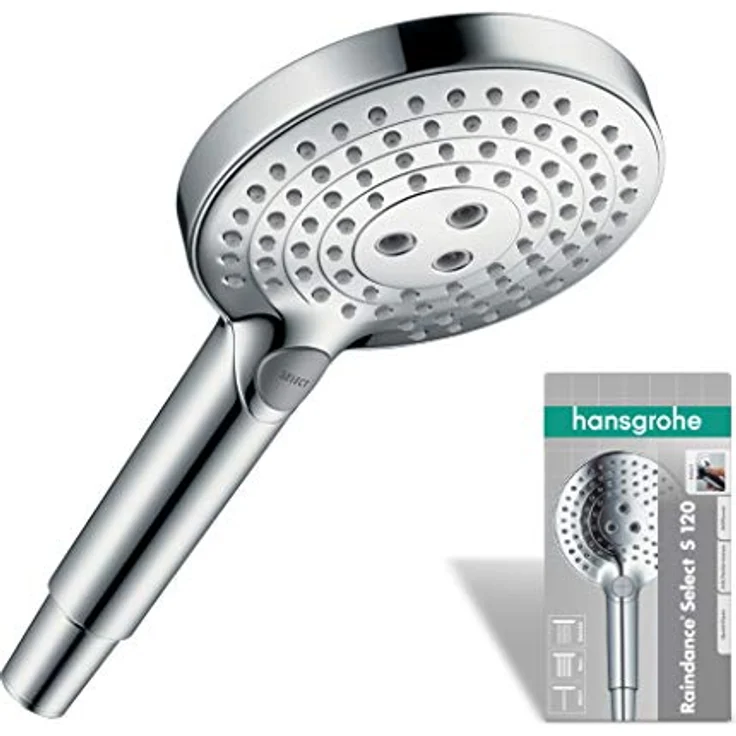 hansgrohe Duschkopf Raindance Select S 120 (Regendusche, 3 Strahlarten), chrom – Bild 1