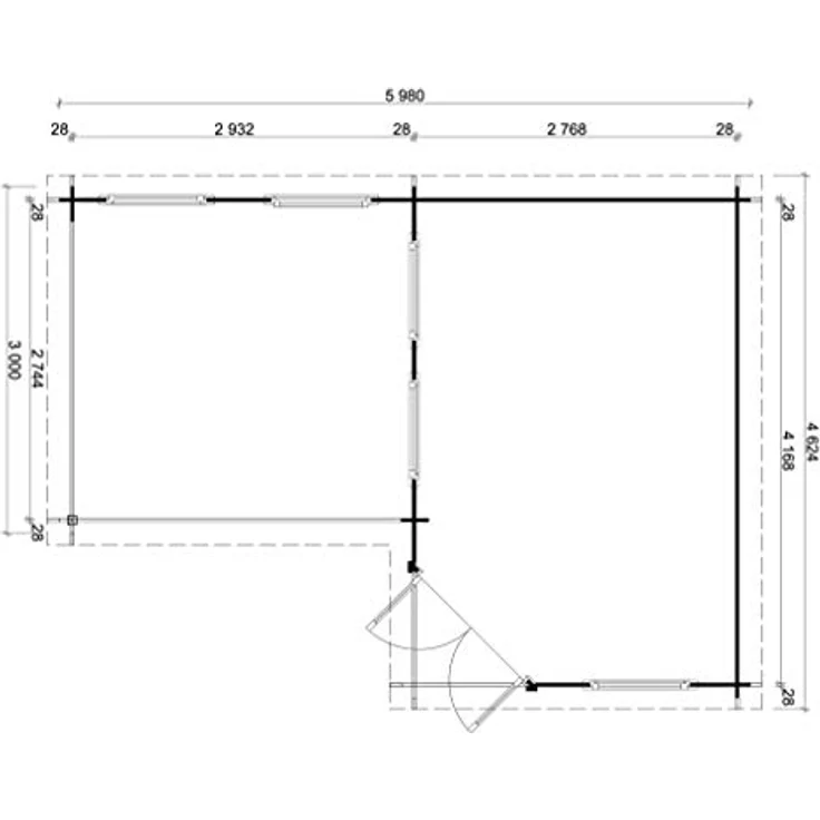 Alpholz Gartenhaus 5-Eck Pepe, BxT: 618x462 cm, großzügiges Vordach, lichtdurchfluteter Innenraum - Preisvergleich – Bild 5