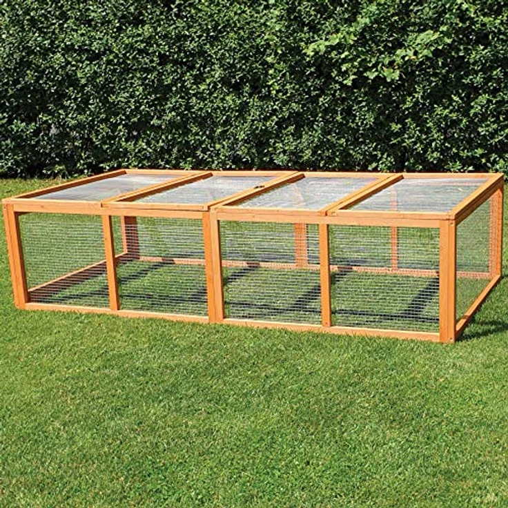 NYVI Freilaufgehege FreeBunny XXL 180x90x48 cm Natur - Wetterfest, Imprägniert, Erweiterbar - Außengehege für Kleintiere wie Hasen & Kaninchen - Freilauf Auslauf - Freigehege aus Holz & Metallgitter – Bild 2