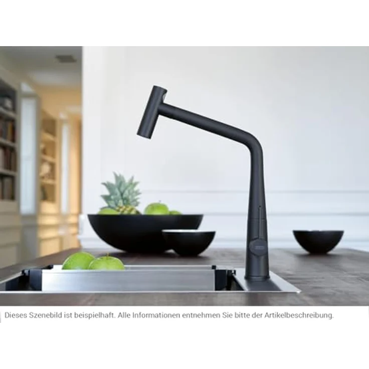 FRANKE Küchenarmatur Icon, Ausziehbare Schlauchbrause mit Laminar-Perlator, Black Matt – Bild 6