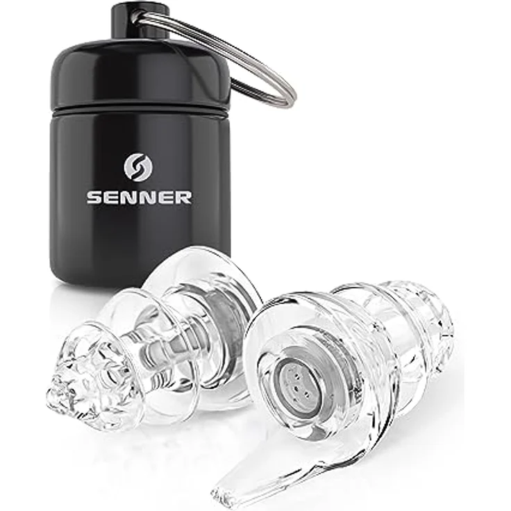Senner Gehörschutzstöpsel PartyPro, 18 dB Lärmreduzierung für Musik, nahezu unsichtbar, hypoallergen, inkl. Aluminium Behälter – Bild 1