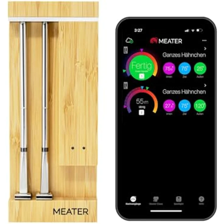 MEATER Pro Duo: Smart Meat Thermometer Digital mit 550°C Hitzebeständigkeit, großer Reichweite, zertifizierter Genauigkeit und 50+ Rezepten in App – Bild 1