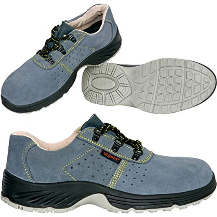 Urgent Arbeitsschuhe Sicherheitsschuhe Halbschuh Schutzschuhe Stahlkappe S1 Arbeitsschuh, Wildleder, Polyurethan Sohle, Schwarz – Bild 3