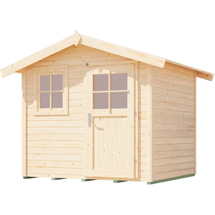 weka Gartenhaus 123 Gr.1, natur, BxT: 306x239 cm, 28mm dicke Wandbohlen, 16mm Massivholz-Satteldach, Klappfenster mit Kreuzsprossen