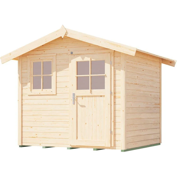 weka Gartenhaus 123 Gr.1, natur, BxT: 306x239 cm, 28mm dicke Wandbohlen, 16mm Massivholz-Satteldach, Klappfenster mit Kreuzsprossen
