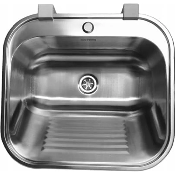 QLS Waschbecken Edelstahl, Ausgussbecken Spülbecken Waschtrog Draußen Silber 55 x 50 x 21 cm – Bild 3