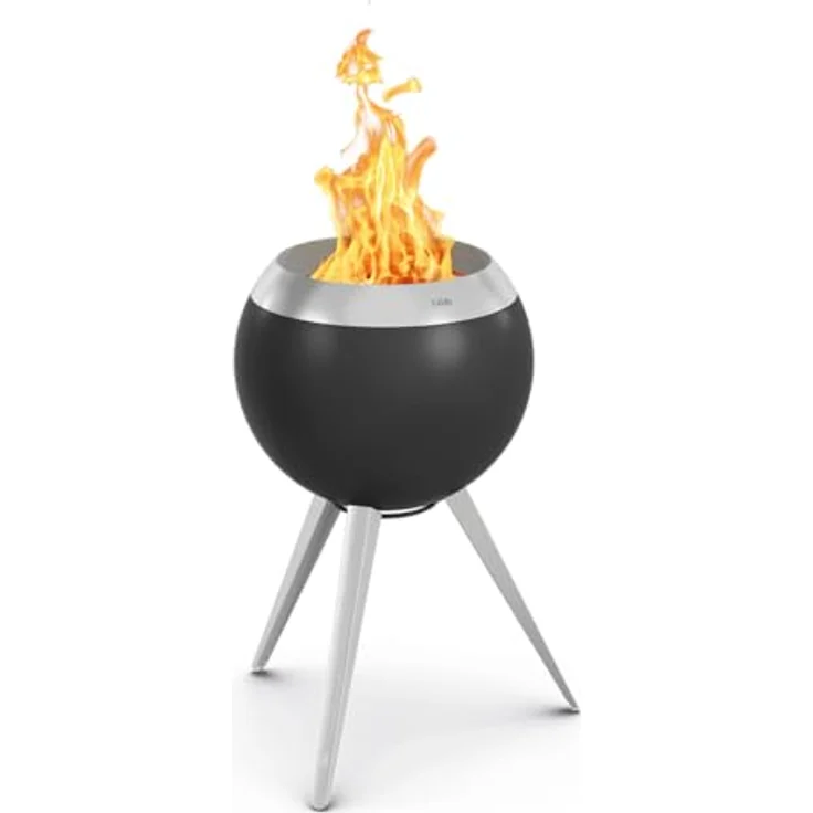 höfats Moon 45 rauchfreie Feuerschale mit hohem Fuß aus Edelstahl - emaillierter raucharmer Feuerkorb mit Holzvergaser-Technologie, zweistufigen Verbrennungsprozess - Feuerstelle mit ⌀ 45 cm – Bild 1