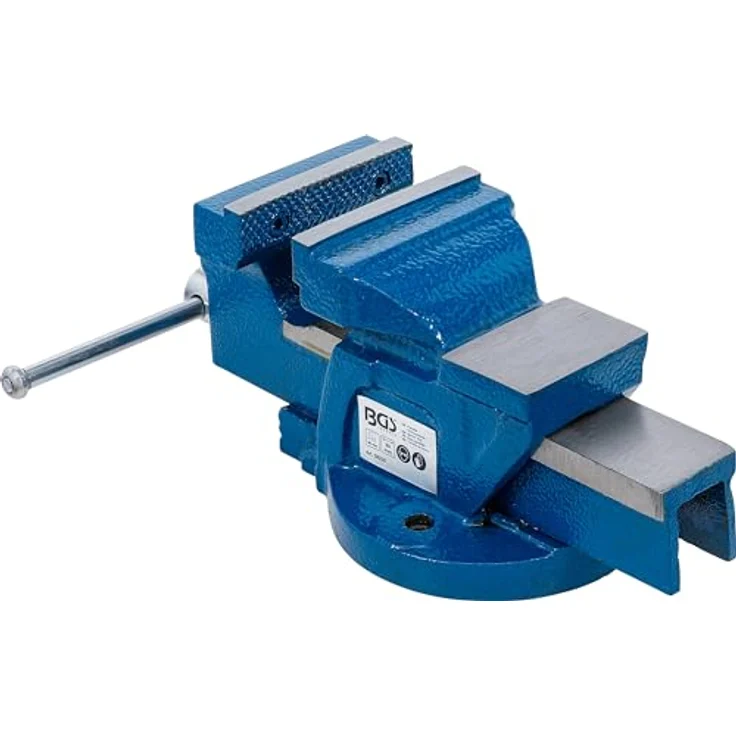 BGS 58255 Parallel-Schraubstock, 80 mm Spannbacken, Ambossfläche, gehärtete Backen, vorgebohrte Löcher, blau – Bild 2