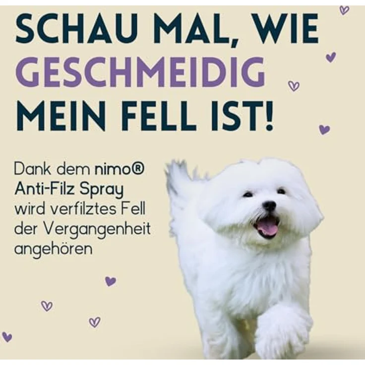 nimo Fellpflege Anti-Filz Spray, 250 ml, biologische Lösung gegen Verfilzung für verbesserte Kämmbarkeit – Bild 2
