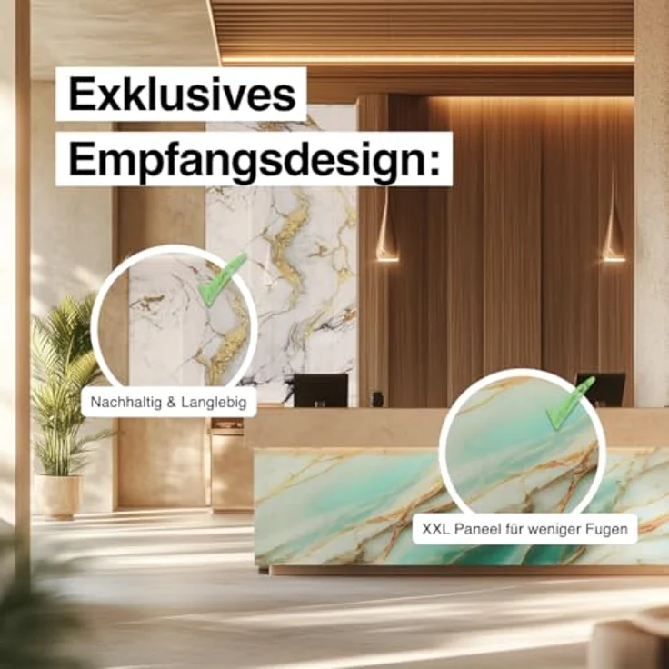 HEXIM Marmorplatten Optik 2 Stück 280x122 cm SPC Kunststoff, Granit Steinoptik, Wandverkleidung Innen & Außen, 6,84 m², Modell 80111, pflegeleicht und robust – Bild 4