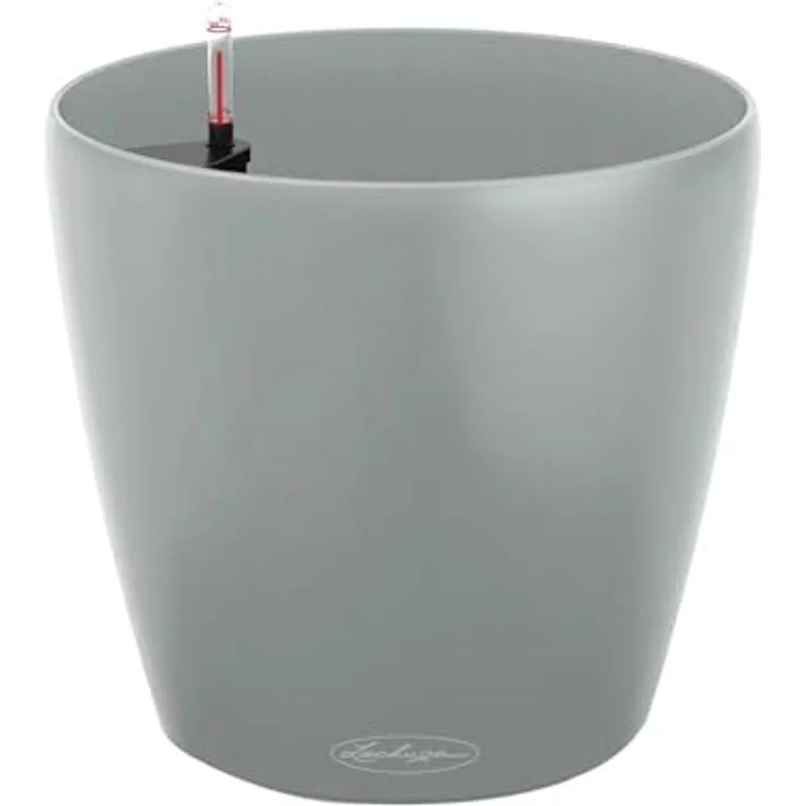 LECHUZA-Pflanzgefäß CLASSICO Color 21 Hellgrau | Mit Bewässerungssystem und Wasserstandsanzeiger, aus 100% recyceltem Kunststoff, matte Oberfläche | Ø 21,5 x 20,5 cm – Bild 1