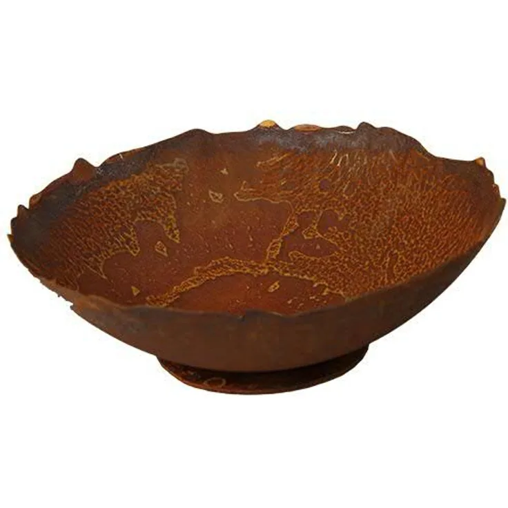 Schlichte & Runde Gartenschale in Rostoptik (Fester Stand) - Kleine Dekoschale: Ø 34cm / Höhe 11cm - Wetterfest & Frostsicher - Metall/Edelrost - Rostschale