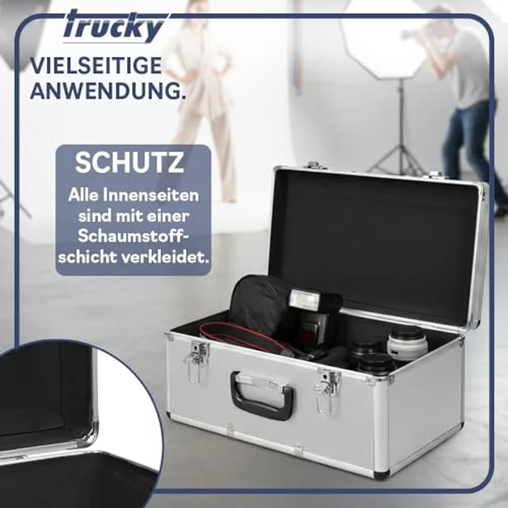 Trucky Aluminium 3er Set Boxen, abschließbare Werkzeugkisten mit 200 Litern Stauraum, silber – Bild 4