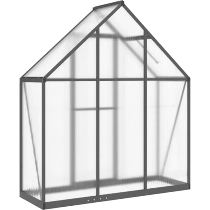vidaXL Gewächshaus mit Fundamentrahmen Anthrazit 169x58x195 cm Alu, UV-beständige Polycarbonat-Platten, langlebig und wetterfest – Bild 5
