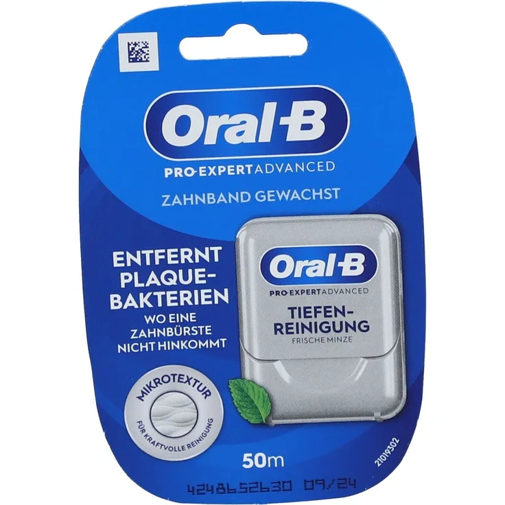 Oral-B Pro-Expert Advanced Zahnseide, Gewachst, 50 m Rolle, Tiefenreinigung & Gesundes Zahnfleisch, Mikrostruktur für Plaque-Entfernung