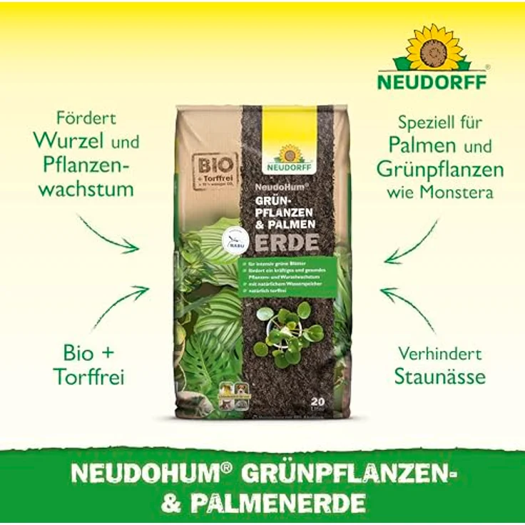 Neudorff NeudoHum Grünpflanzen- und Palmerde, 20L torffrei, Substrat mit optimalem Nährstoffgehalt – Bild 1