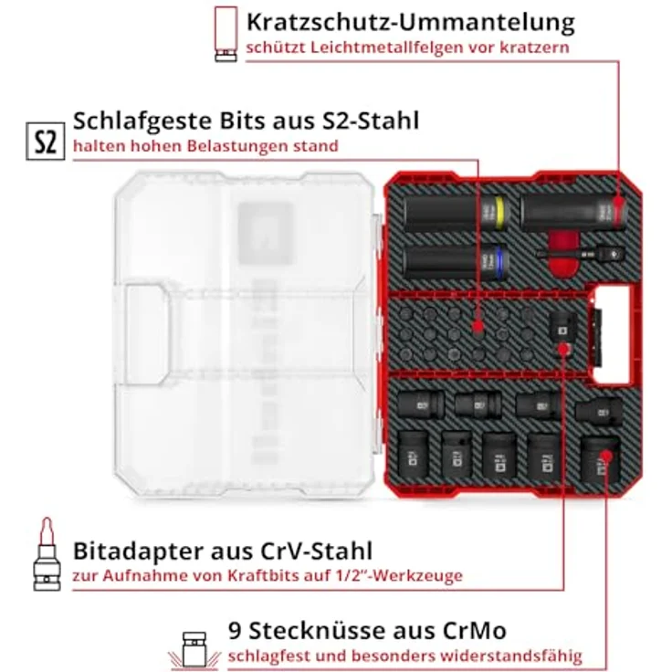 Einhell Impact Stecknuss-Set 32-teilig, schlagfeste Kraftbits und Stecknüsse aus CrMo-Stahl, ideal für KFZ-Bereich – Bild 3