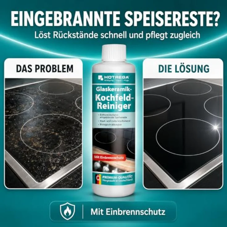 HOTREGA® Glaskeramik Kochfeld Reiniger, 250ml Spezial-Politur zur schonenden Reinigung und Pflege von Glaskeramik-Kochfeldern – Bild 3