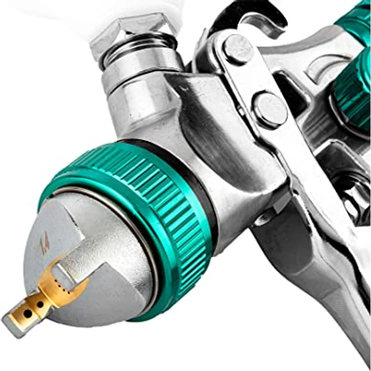 NEO TOOLS Lackierpistole HVLP mit Oberbecher 0,6 l, 1,4 mm Düsendurchmesser, max. 4 bar, 3 Einstellungen, Luftverbrauch 250–350 l/min. – Bild 4