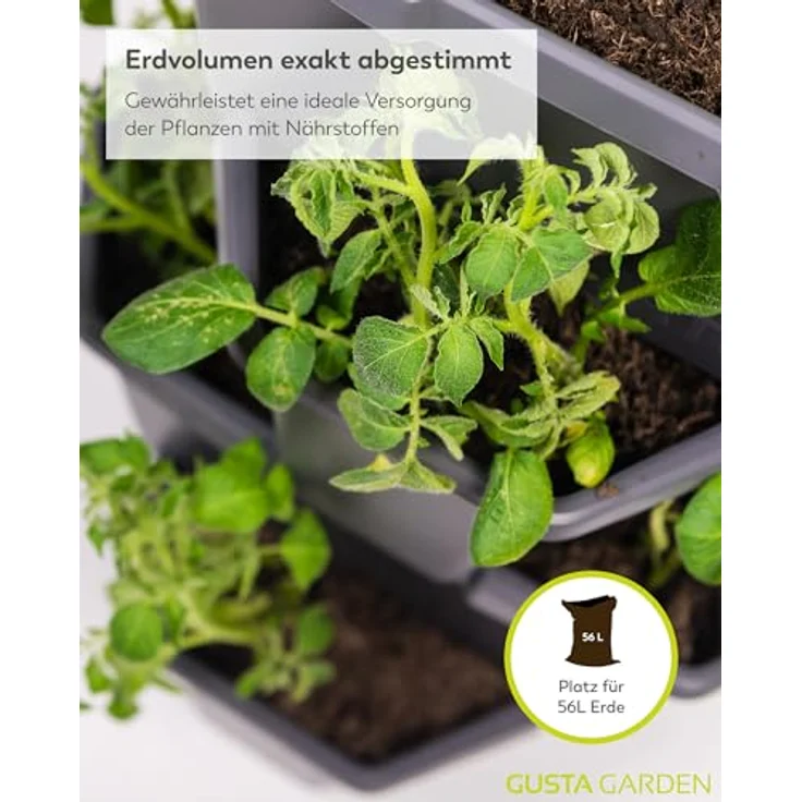 Gusta Garden Hochbeet, Paul Potato Kartoffelturm 4 Etagen Anthrazit - Profi Kartoffelturm für Balkon, Terrasse & Garten – Bild 6