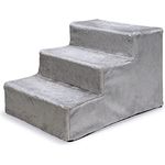 Karlie Easy Step Hundetreppe, Hundezubehör, Plüsch/Holz, Hell Grau - praktische Steighilfe mit weichem Plüschbezug