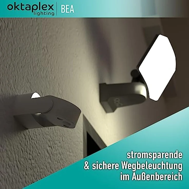 Oktaplex motion Oktaplex Bea Bewegungsmelder Außen IP65 schwenkbar 180° Infrarot-Sensor 12m Reichweite 230V weiß mit Dämmerungssensor – Bild 5