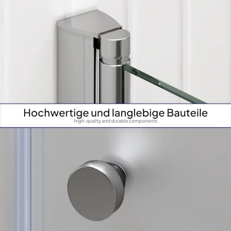 i-flair Duschtür 100-104 cm, Höhe 195 cm, teilsatiniertes 6 mm ESG Sicherheitsglas mit doppelter Pendeltür und magnetischer Dichtung – Bild 8