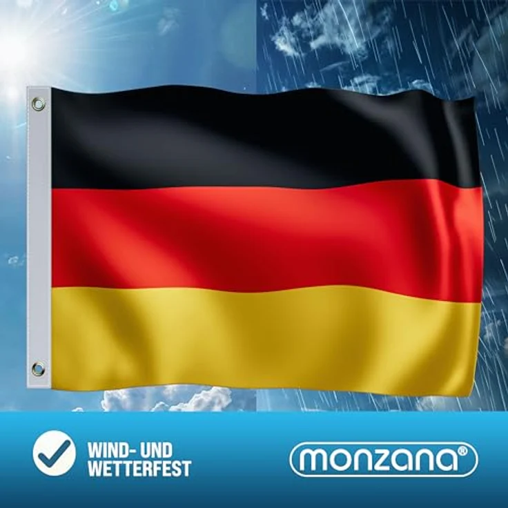 Monzana Deutschland Flagge 150x90cm - 100% Polyester, strapazierfähig, Metallösen, für Garten und Indoor, pflegeleicht – Bild 4
