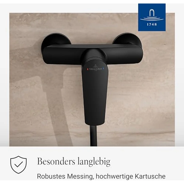 Villeroy & Boch Oasis Duscharmatur, Mischbatterie mit Rückflussschutz und Keramikkartusche, verchromt – Bild 3
