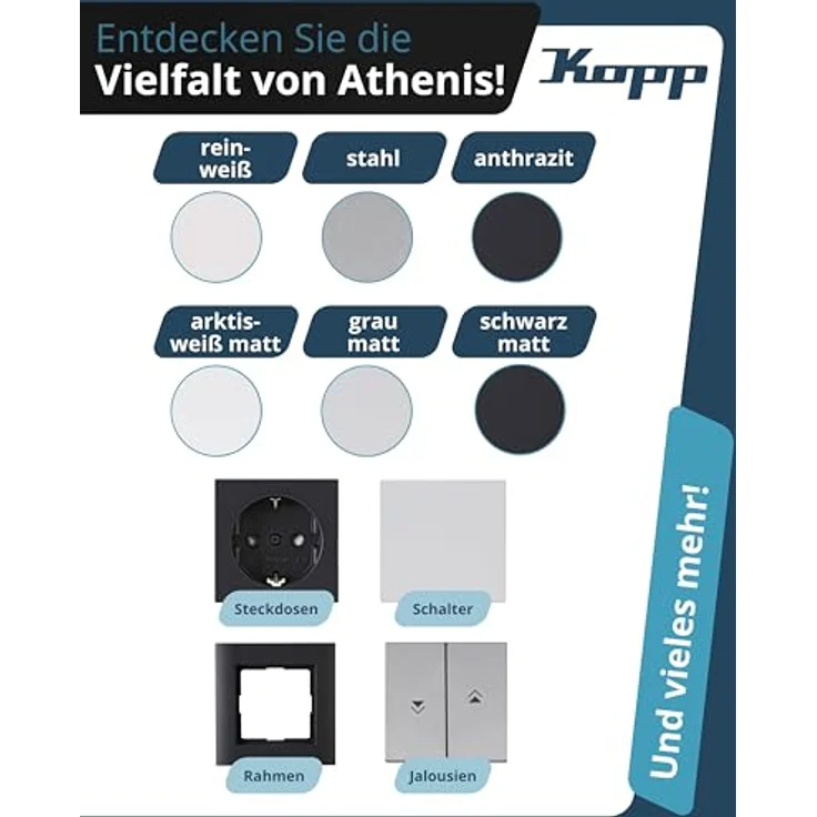 Kopp Abdeckrahmen Athenis 2-fach, Stahl, senkrechte und waagerechte Installation – Bild 6