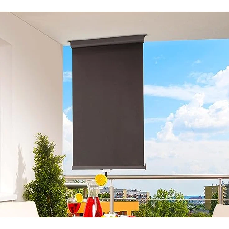 Balkonmarkise Balkon Sichtschutz anthrazit H80 ausziehbar bis 200cm 301820207-HE – Bild 3