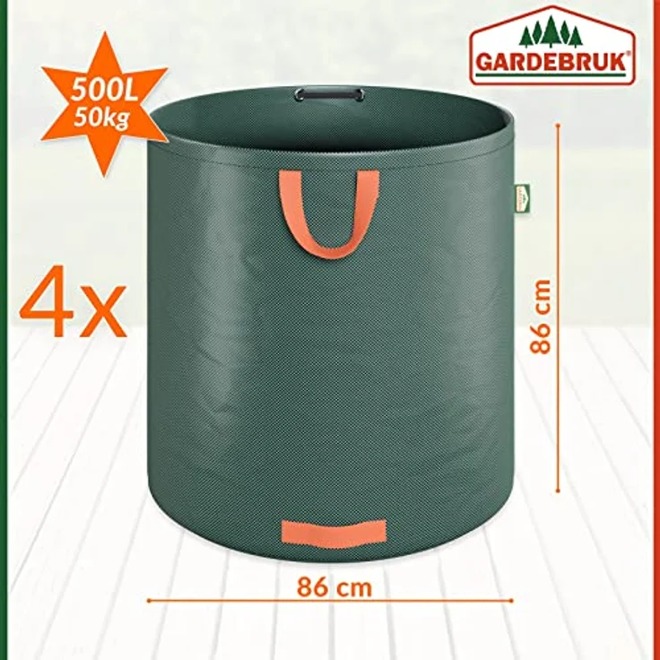 Gardebruk Gartensack 500L 2x 2er Set = 2000L | 4 Griffe | Gartentasche Laubsack Gartenabfallsack Rasensack – Bild 6