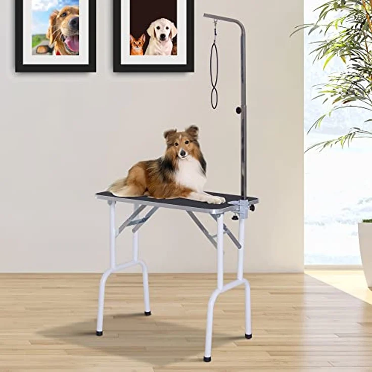 Pawhut Trimmtisch klappbar Tierpflegetisch Schertisch Pflegetisch für Hunde Katzen Metall Schwarz 81 x 48,5 x 80 cm – Bild 2