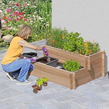 Endorphin® Hochbeet Balkon aus Lärche [110x80x45cm] Kräuterbeet mit