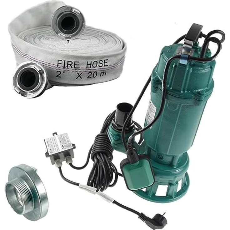 IBO Furiatka 1500 Fäkalienpumpe, 1500 W mit 20 m Feuerwehrschlauch und Storz-C Kupplung – Bild 1