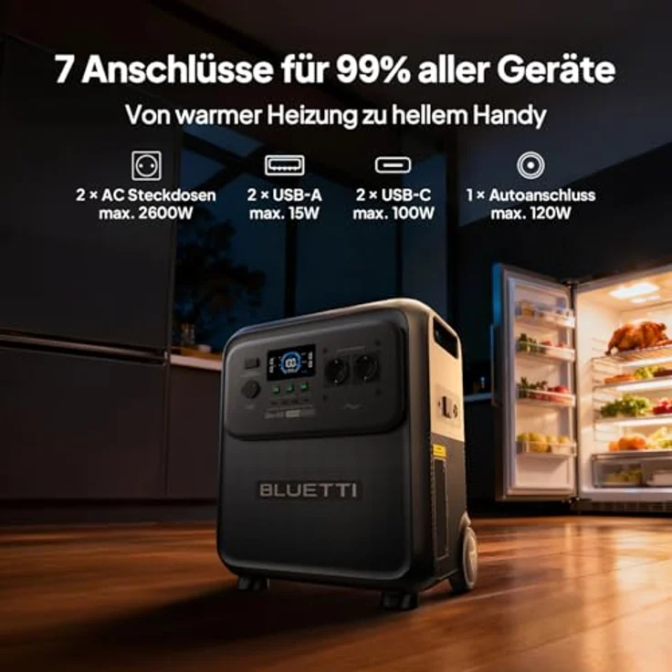 BLUETTI Elite 400 Tragbare Powerstation, 3840Wh LFP-Batterie mit 2600W AC-Ausgängen, Solargenerator mit Rollen für Zuhause, Notstrom, Wohnmobil & Camping – Bild 4