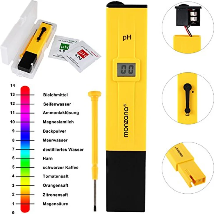 Monzana Digitale Wassertester mit LCD Anzeige + Batterie PH Messgerät - Preisvergleich – Bild 2