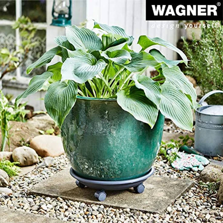 WAGNER Pflanzenroller SERIE K, Ø 34 x 9 cm, anthrazit, für Innen- und Außenbereich, Tragkraft 50 kg, witterungsbeständig, Made in EU – Bild 2