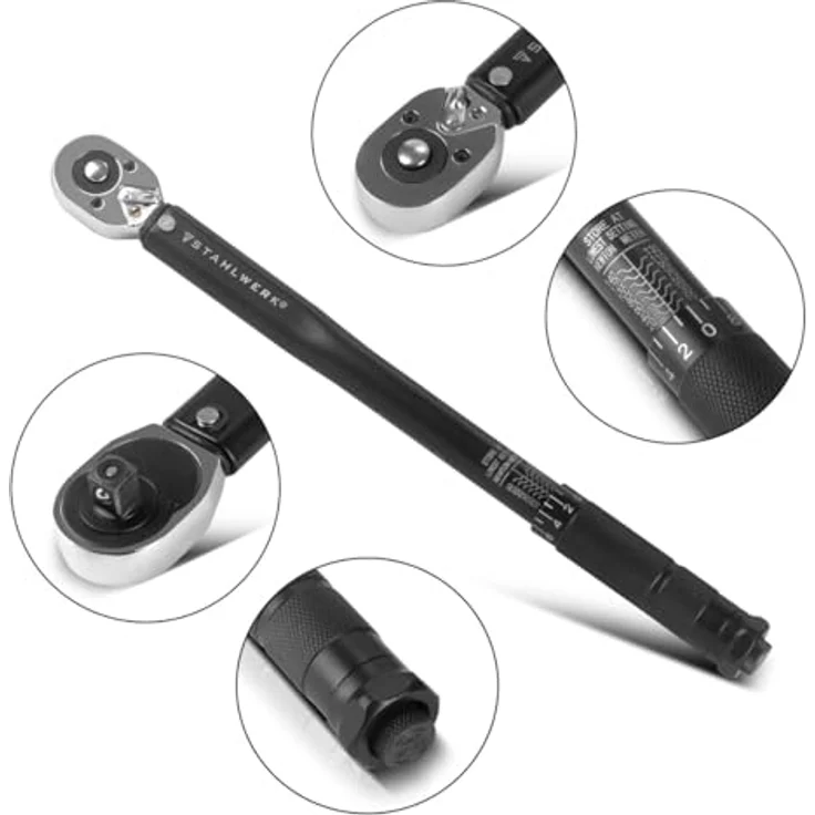 STAHLWERK Drehmomentschlüssel TW-140 ST 10-140 Nm 3/8? Zoll Umschaltknarre | Ratschenschlüssel | Ratsche | Knarre mit Mikrometerskala – Bild 4