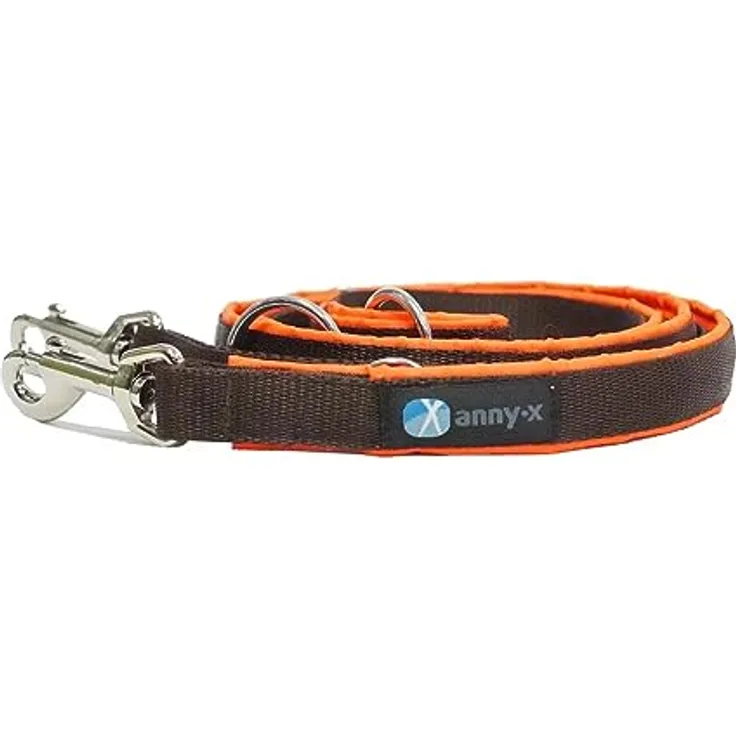 anny-x teilgepolsterte Führleine Classic Bolt Protect leuchtorgange braun 3m
