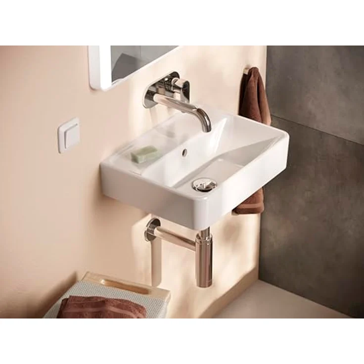 hansgrohe Xanuia Q Handwaschbecken, ohne Hahnloch, mit Überlauf, 450x340mm, weiss, Keramik – Bild 5