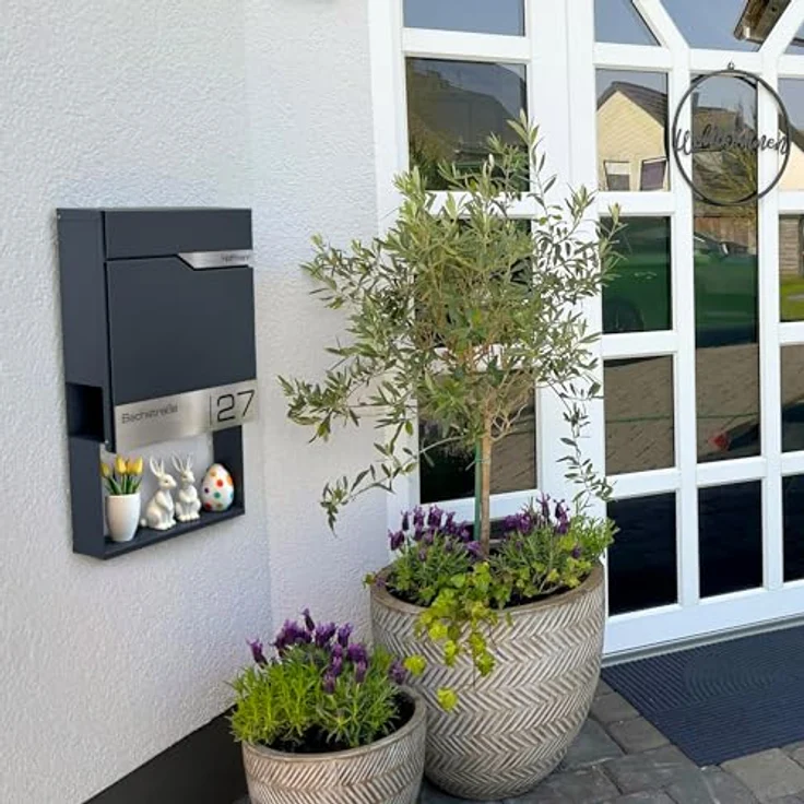 Metzler® Briefkasten Anthrazit, Wandbriefkasten mit Zeitungsfach, personalisierbar mit Lasergravur, rostfreies Edelstahl-Namensschild, 10 Jahre Ersatzteilversorgung – Bild 5