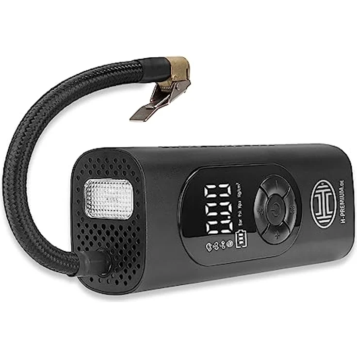 HEYNER® Akkukompressor, elektrische Fahrradpumpe, 6000 mAh Powerbank und Notbeleuchtung, 10 bar 12 V – Bild 3