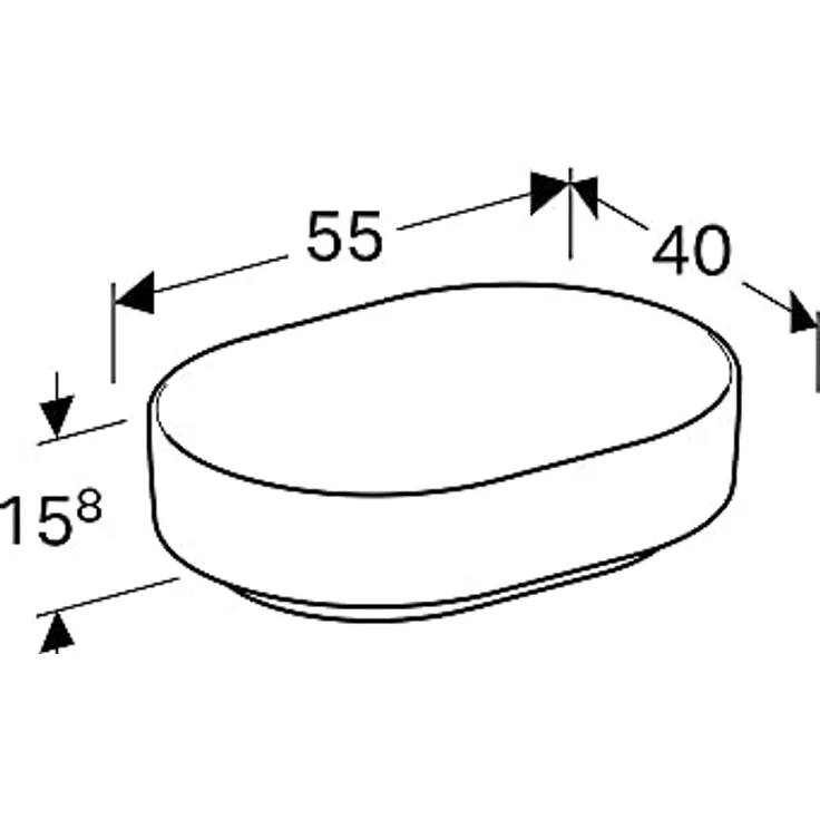 Geberit Aufsatzwaschtisch VariForm elliptisch, 550 x 400 mm, ohne Hahnloch, ohne Überlauf weiß – Bild 2