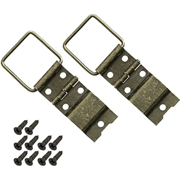 HMF Möbelbeschlag Vintage Deko Scharnier klein, 2er Set aus bronzefarbenem Metall, 22 x 57 mm mit Feststellmechanismus