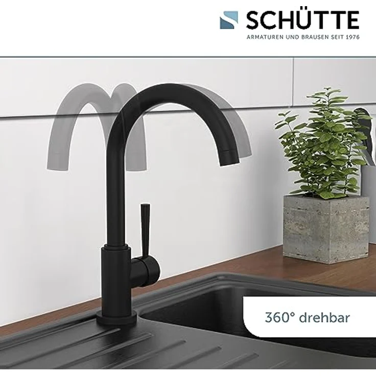 Schütte Cornwall Niederdruck Spültischarmatur, 360° schwenkbarer Wasserhahn mit Dripless-Strahlregler und Cold-Start Technik – Bild 5