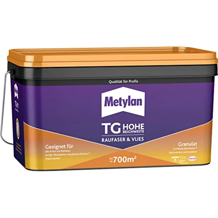 Metylan TG Hohe Reichweite Raufaser und Vlies Granulat, Tapetenkleister für Raufaser-, Papier und Vliestapeten, transparent, 1x5kg, sofort gebrauchsfertig, hohe Reichweite für bis zu 700 m²
